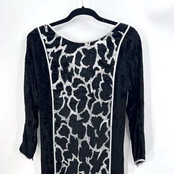 Vintage Bespoke Custom Black Crushed Velvet & Metallic Dress & Jacket - Picture 8 of 13